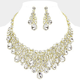 Teardrop Cluster Marquise Vine Necklace Set