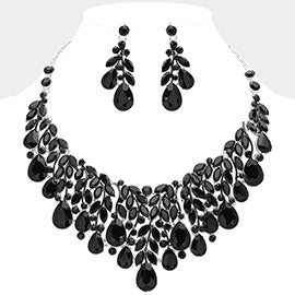 Teardrop Cluster Marquise Vine Necklace Set