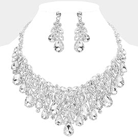 Teardrop Cluster Marquise Vine Necklace Set