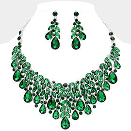 Teardrop Cluster Marquise Vine Necklace Set