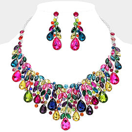 Teardrop Cluster Marquise Vine Necklace Set