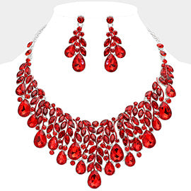 Teardrop Cluster Marquise Vine Necklace Set