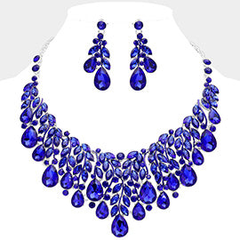 Teardrop Cluster Marquise Vine Necklace Set