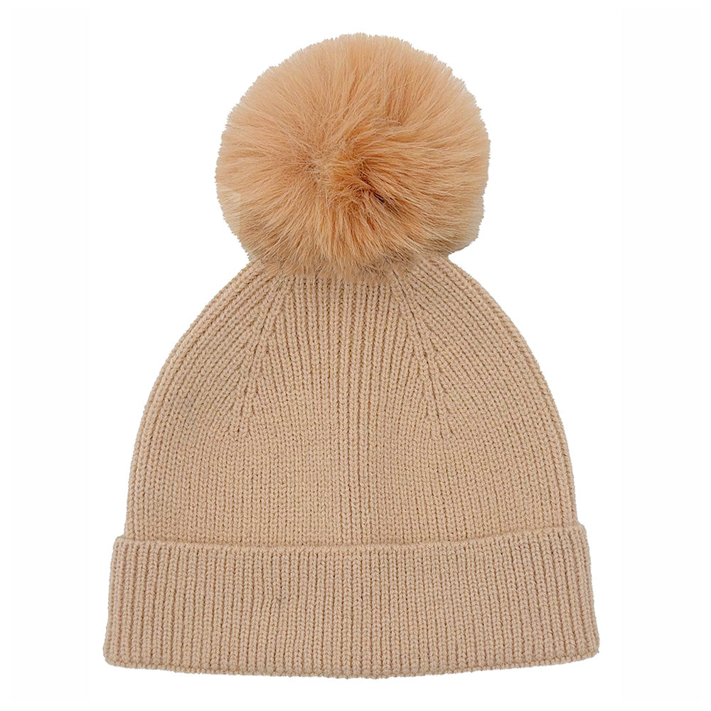 Solid Knit Beanie with Pom Pom