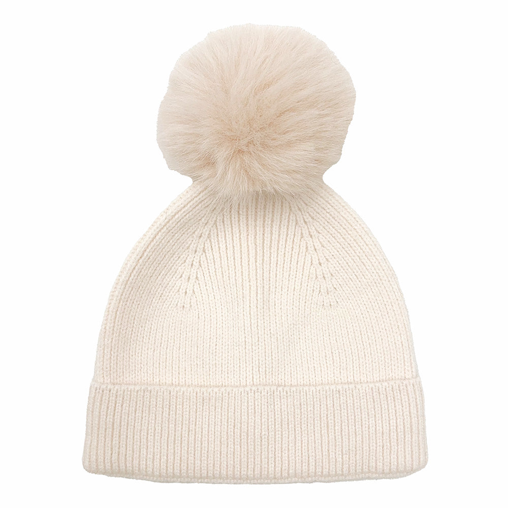 Solid Knit Beanie with Pom Pom