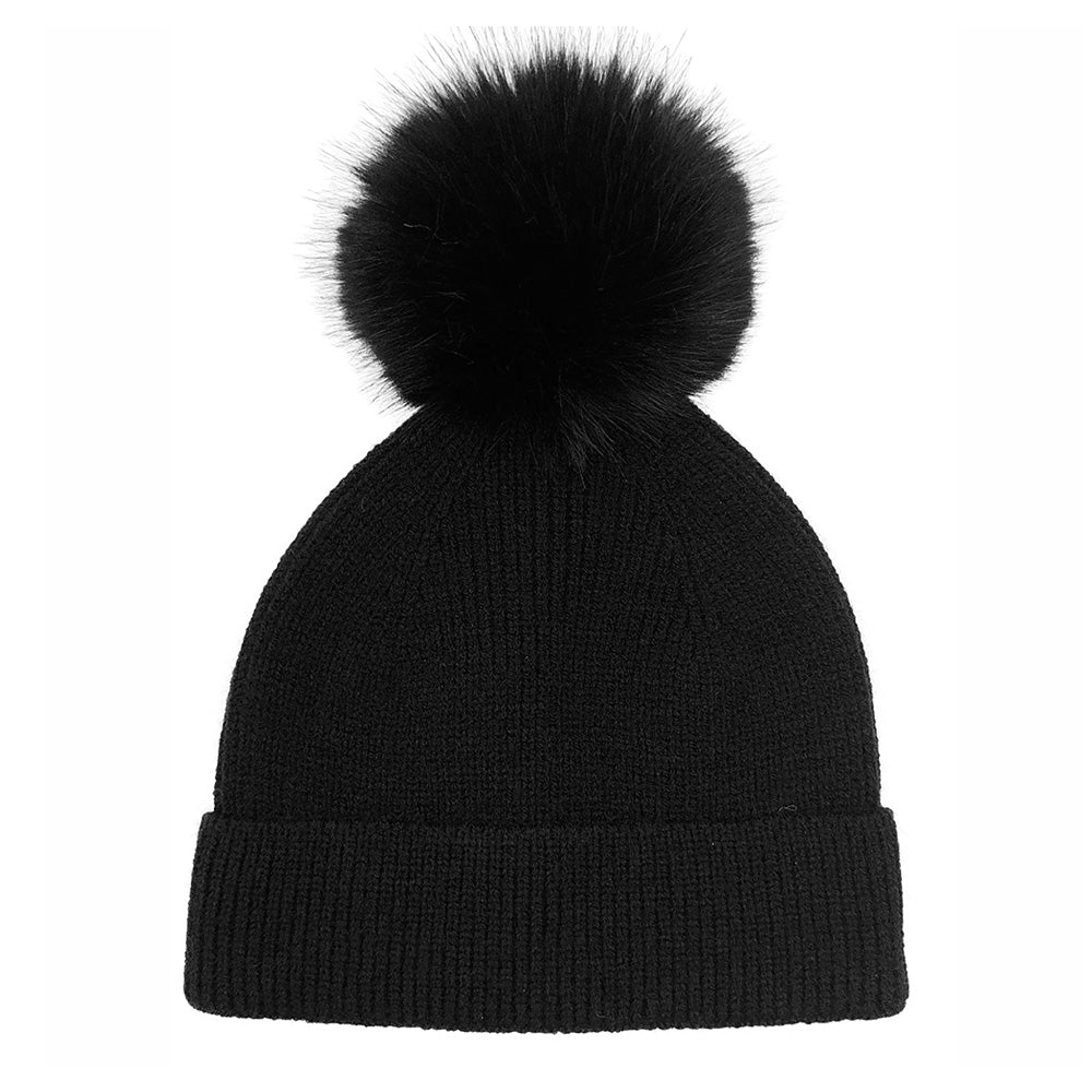 Solid Knit Beanie with Pom Pom