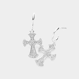 Paved Cross Earrings