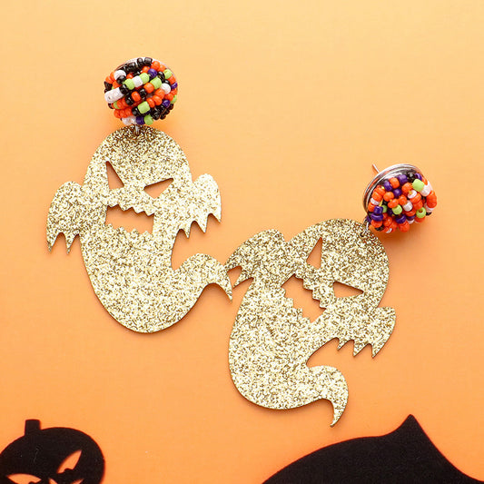 Glitter Halloween Ghost Earrings