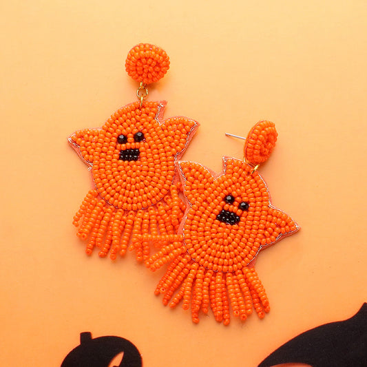 Seed Beaded Ghost Earrings