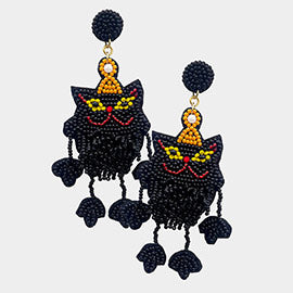 Halloween Cat Beaded Earrings