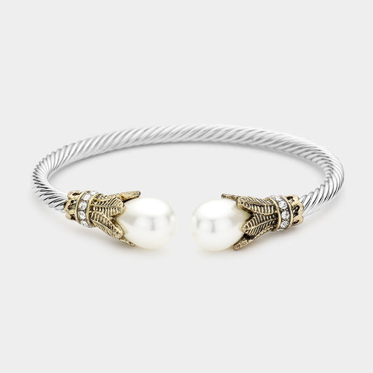 Twisted Metal Pearl Tip Cuff