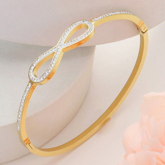 Stainless Steel Paved Infinity Bangle