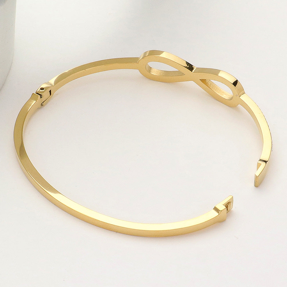 Stainless Steel Paved Infinity Bangle