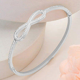 Stainless Steel Paved Infinity Bangle