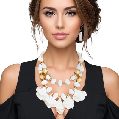 Beaded Necklace Petals Layered Set