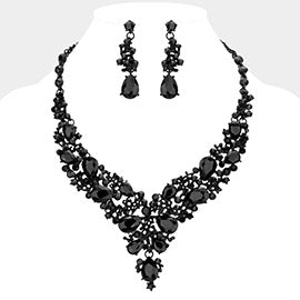 Pearl Teardrop Stone Necklace Set