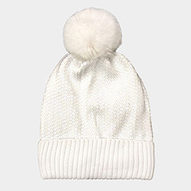 Sequin Pom Pom Beanie