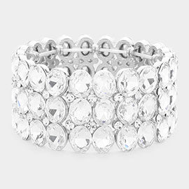 Oval Stone Cluster Stretch Bracelet