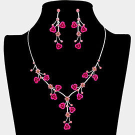 Rose Flower Necklace Set