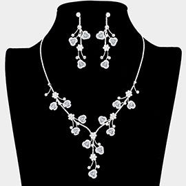 Rose Flower Necklace Set