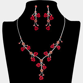 Rose Flower Necklace Set