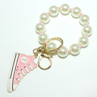 Breast Cancer Sneaker Shoe Charm Keychain Bracelet