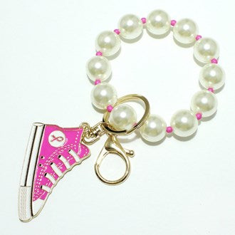 Breast Cancer Sneaker Shoe Charm Keychain Bracelet